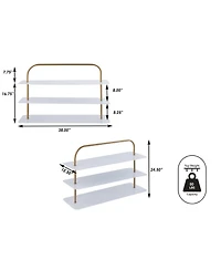 Jonathan Y Minimalist 9-Pair 3-Tier Iron Thin Flat Plate Shoe Rack