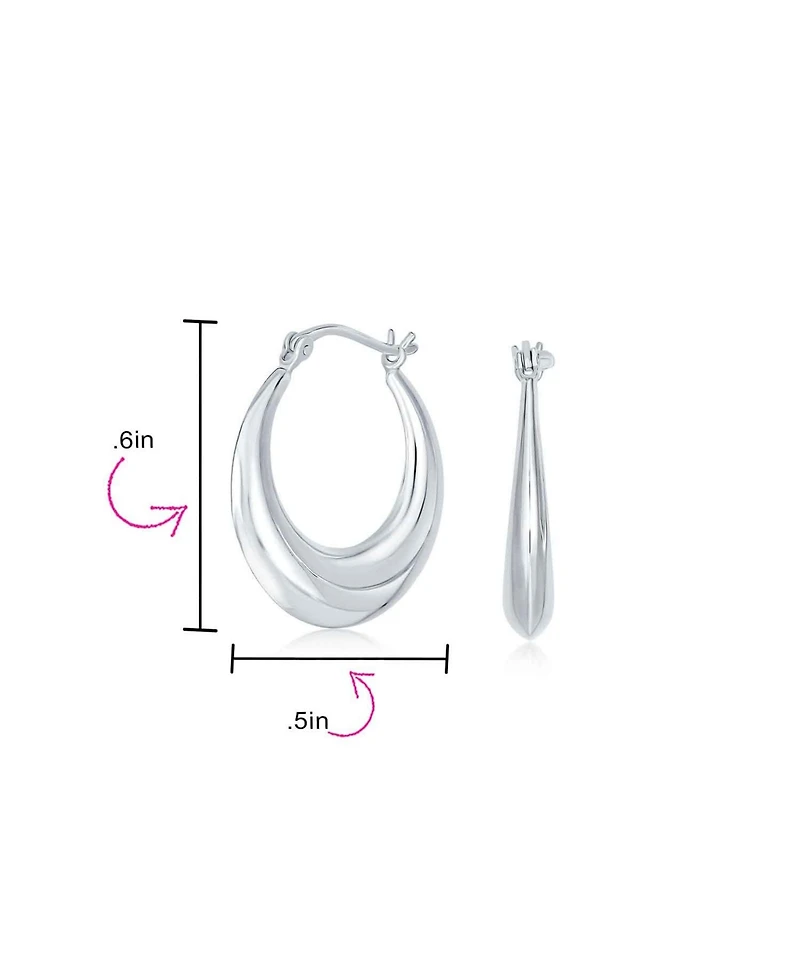 Bling Jewelry Round Circle Finish Crescent Tapered Tube Hoop Earrings Sterling Silver Hinged Notched Post
