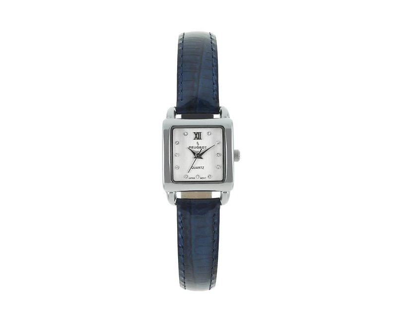 Peugeot Women's 20mm Square Watch with Glossy Leather Strap