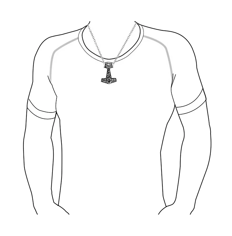 Bling Jewelry Protection Amulet Ancient Celtic Knot Viking Norse Thors Hammer Pendant Necklace Oxidized Stainless Steel With Bead Chain
