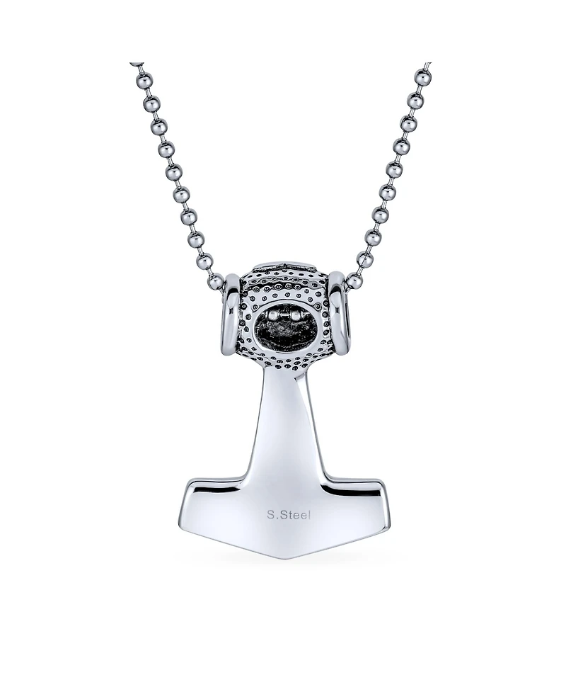 Bling Jewelry Protection Amulet Ancient Celtic Knot Viking Norse Thors Hammer Pendant Necklace Oxidized Stainless Steel With Bead Chain