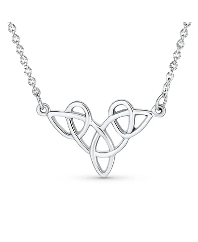 Bling Jewelry Good Luck Friendship Heart Trinity Irish Love Knot Triquetra Infinity Statement Celtic Necklace Collar Pendant Sterling Silver Medium