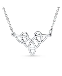 Bling Jewelry Good Luck Friendship Heart Trinity Irish Love Knot Triquetra Infinity Statement Celtic Necklace Collar Pendant Sterling Silver Medium