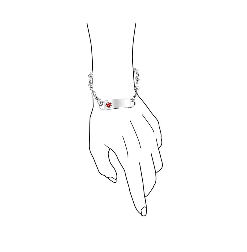 Bling Jewelry Identification Medical Id Bracelet Blank Ball Bead Link Chain Silver Tone Stainless Steel