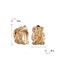 Bling Jewelry Twisted Cable Chain Weave Wide Half Hoop Clip On Earrings Non Pierced Ears