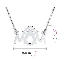 Bling Jewelry Heart Inspirational Message Block Letters Words Royal Queen Mom Crown Necklace Pendant Mother Sterling Silver Name Style