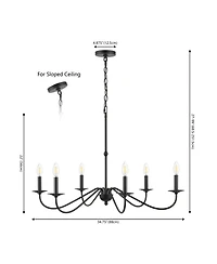 Jonathan Y Wicklow 34.75" 6-Light Bohemian Farmhouse Iron Led Chandelier, Black/Brass Gold