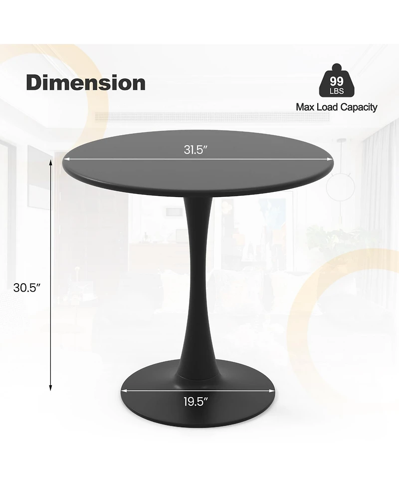 Skonyon 31.5 Inch Round Dining Table with Anti-Slip Pp Ring-Black