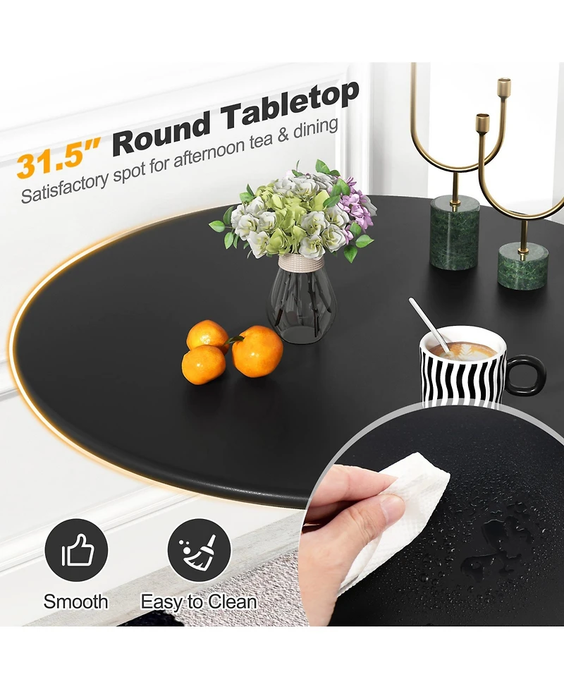 Skonyon 31.5 Inch Round Dining Table with Anti-Slip Pp Ring-Black