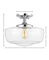 Jonathan Y Marfa 14" Glass/Iron Farmhouse Modern Led Flush Mount, Nickel