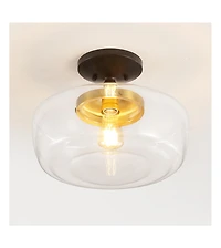 Jonathan Y Marfa 14" Glass/Iron Farmhouse Modern Led Flush Mount, Nickel