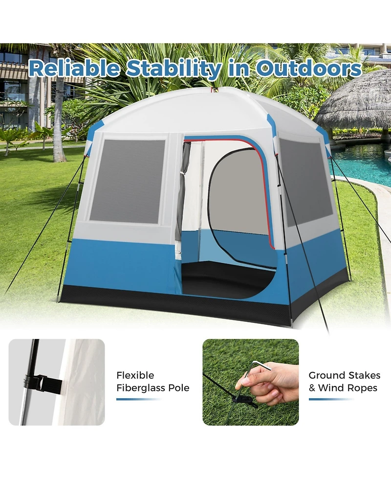 5 Person Camping Tent with Mesh Windows and Carrying Bag for Camping Hiking Traveling-White