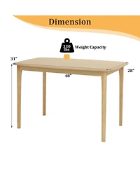 Sugift 48 Inch Solid Wood Dining Table with Rubber Wood Supporting Legs for Kitchen Dining Room-Natural