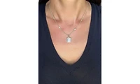 Rivka Friedman Mother of Pearl Cabochon Pendant with Cz Chain