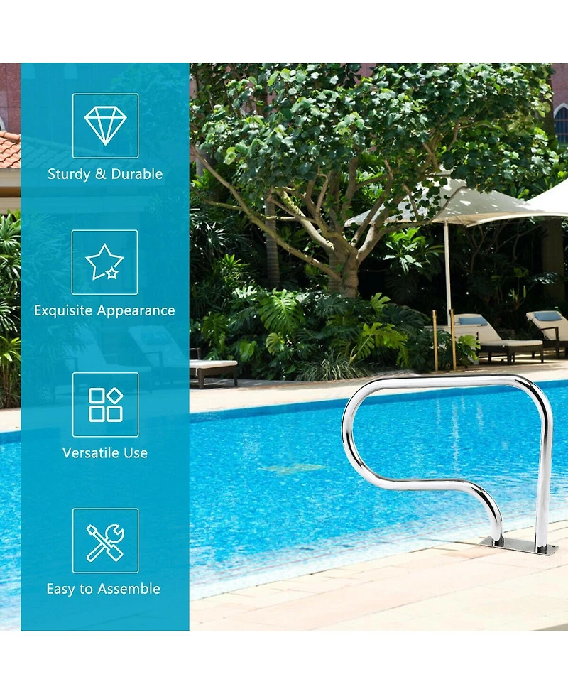 Skonyon Stainless Steel Swimming Pool Hand Rail with Base Plate