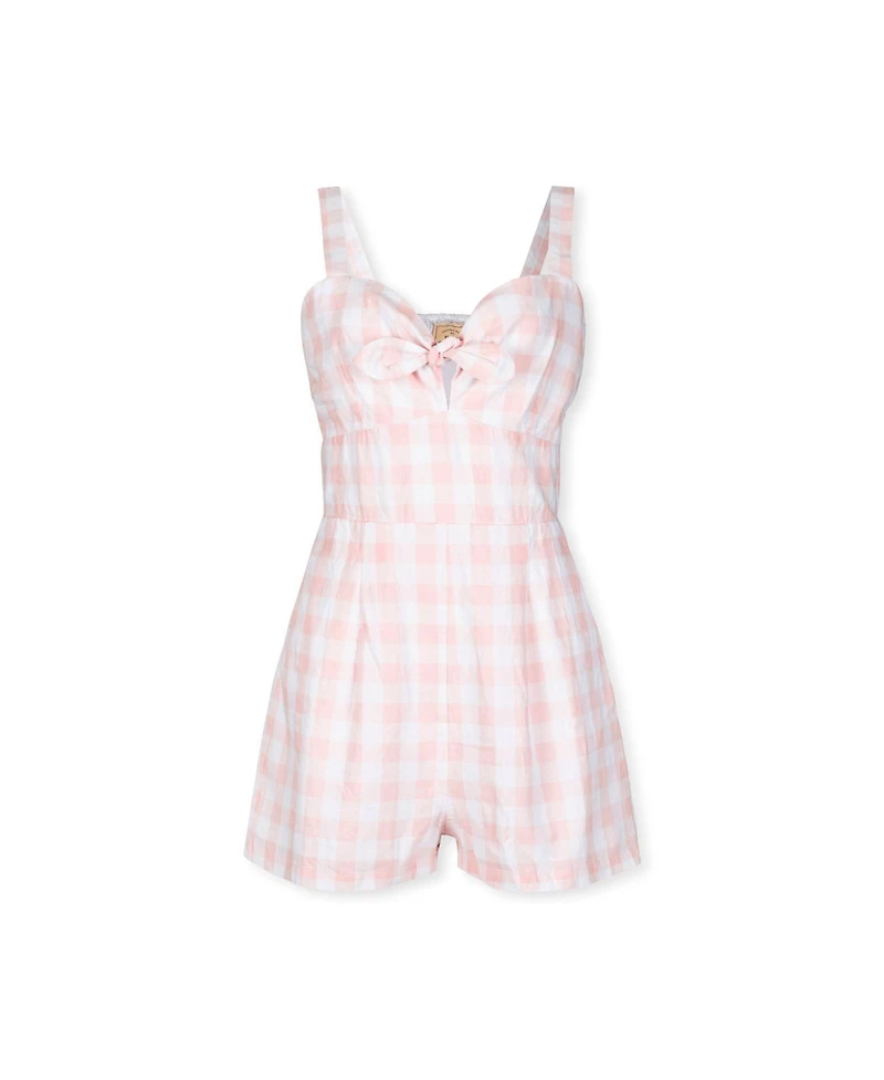 Hope & Henry Women's Sleeveless Bow Front Romper