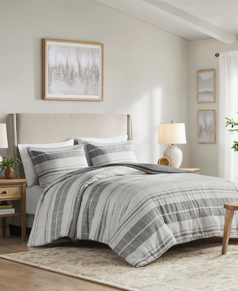 Madison Park Rhodes Stripe 3-Pc. Duvet Cover Set, Full/Queen