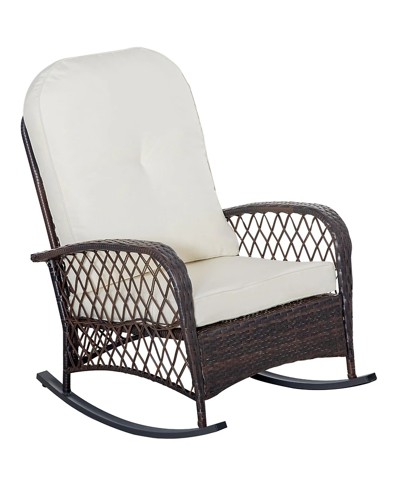 Wide-Seat Patio Rocker with Soft Cushion