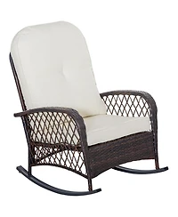 Wide-Seat Patio Rocker with Soft Cushion