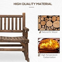 Walnut Log Rocking Loveseat for Outdoor Living