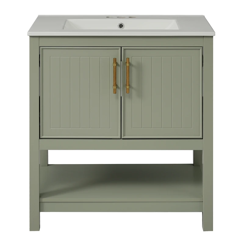 Streamdale 30-Inch Green Vanity with Sink and Storage