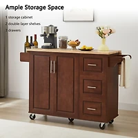 Streamdale Drop Leaf Rolling Kitchen Island with Storage