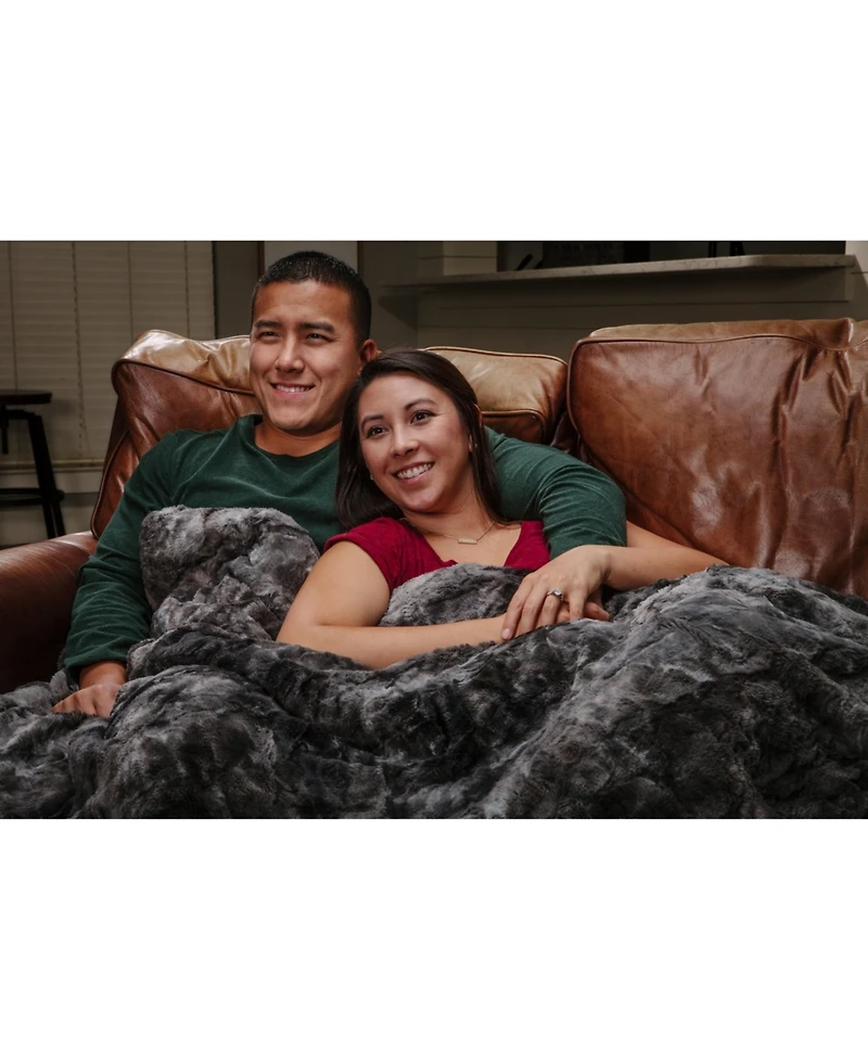 Chanasya Premium Wolf Faux Fur Throw Blanket - Soft, Fuzzy Sherpa & Minky For Bed or Couch 92" x 85” (Queen Size)