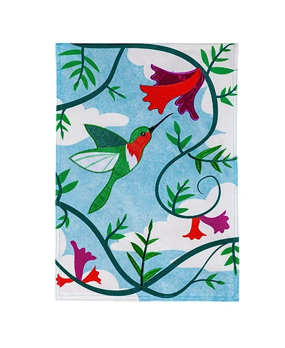 Evergreen Hummingbird Linen Garden Flag