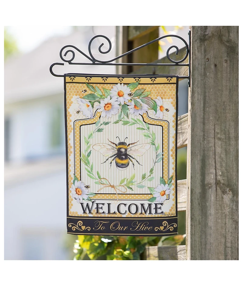 Evergreen Humble Bee Suede Garden Flag