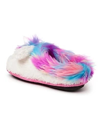 Dearfoams Girls Peyton Novelty Unicorn Fuzzy Slipper