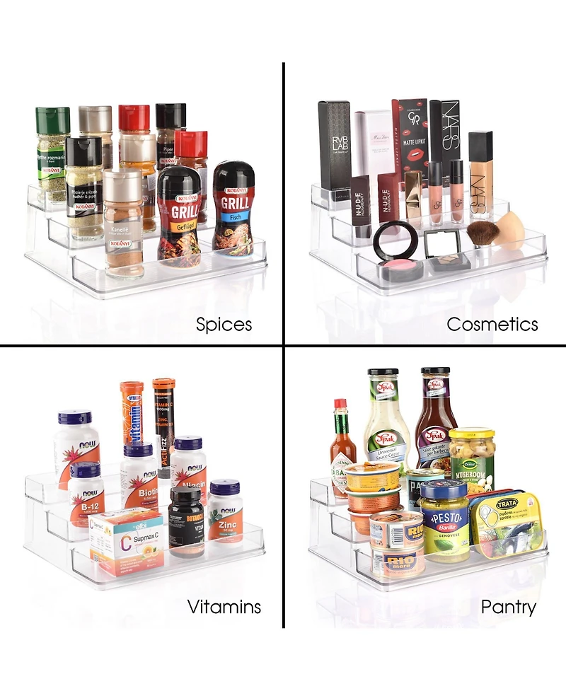 Sorbus Pantry Spice organizer Set, 3-Tier Seasoning Organizer for Cabinet (2 Pack) and Lazy Susan Spice Rack Turntable 9-Inch, Spice Organization for