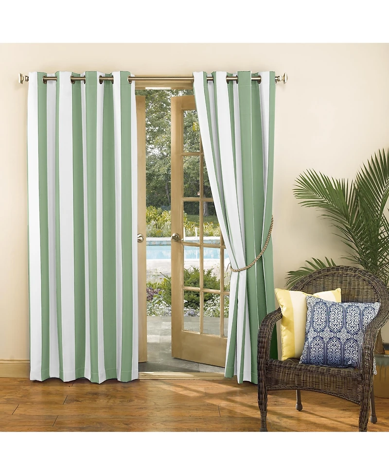 Sun Zero Valencia Cabana Stripe Indoor/Outdoor Uv Protectant Room Darkening Grommet Curtain Panel