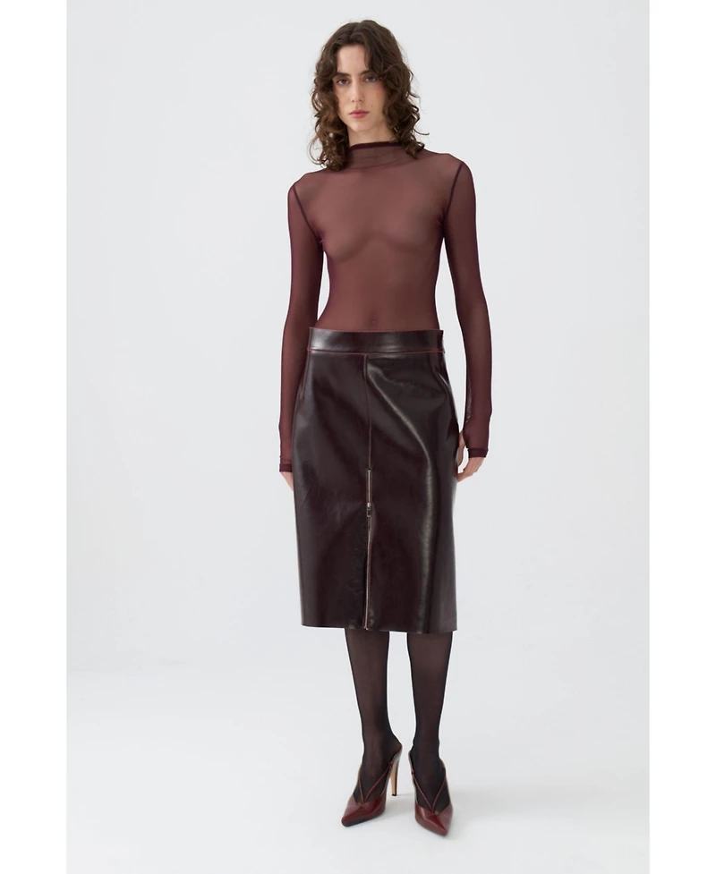 Nocturne Women's Faux Leather Pencil Skirt