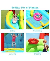 Costway Inflatable Kids Water Slide Jumper Bounce House Splash Water Pool with 550W Blower