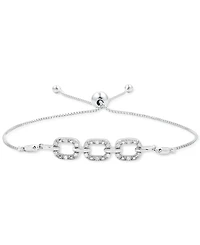 Diamond Oval Triple Link Bolo Bracelet (1/6 ct. t.w.) in Sterling Silver