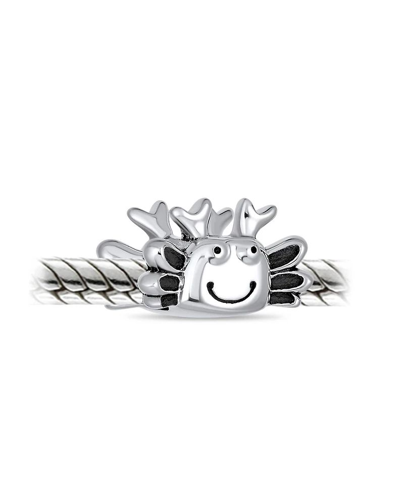 Bling Jewelry Nautical Travel Honeymoon Beach Tropical Vacation Happy Sand Crab Bead Charm Oxidized Sterling Silver Fits European Bracelet