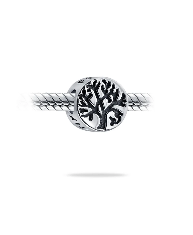 Bling Jewelry Round Family Circle Wishing Tree Of Life Bead Charm Oxidized Sterling Silver Fits European Bracelet