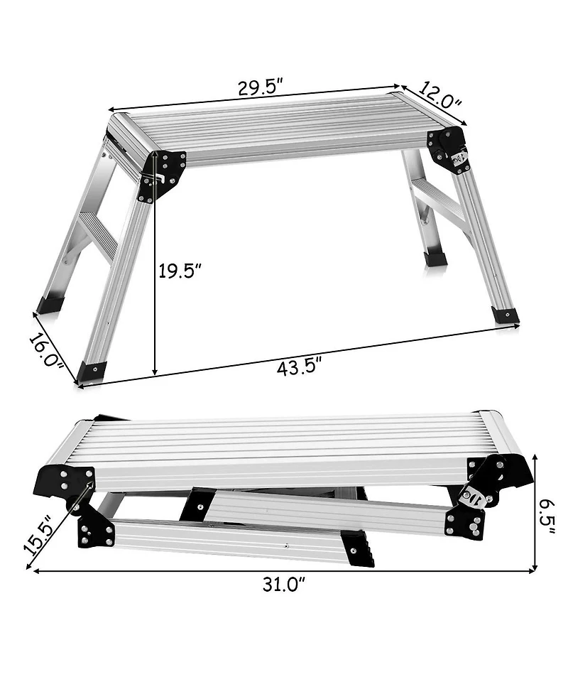 Skonyon Heavy Duty Portable Bench Aluminum Folding Step Ladder