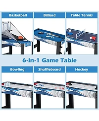Skonyon 6-In-1 Combo Game Table with Basketball Billiards Ping Pong Hockey Shuffleboard