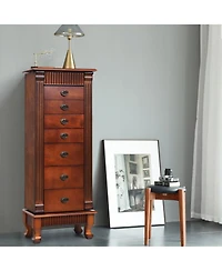 Skonyon Wooden Jewelry Armoire Cabinet Storage Chest with Drawers and Swing Doors