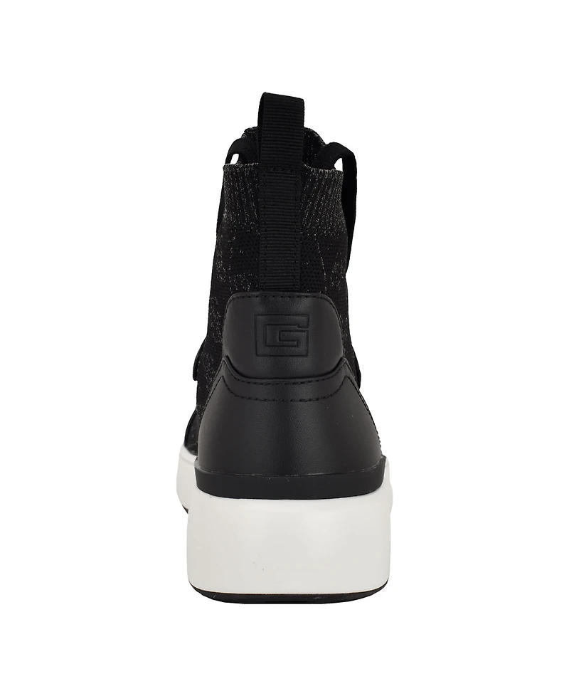 Guess Women's Mannen Knit Hi-Top Lace-Up Fashion Sneakers