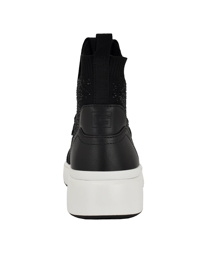 Guess Women's Mannen Knit Hi-Top Lace-Up Fashion Sneakers
