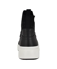 Guess Women's Mannen Knit Hi-Top Lace-Up Fashion Sneakers