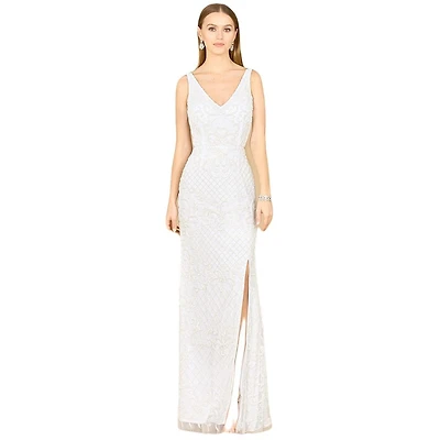 Lara Women's Beaded Bridal Gown with Lace Up Back