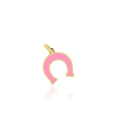 The Lovery Bubblegum Pink Horseshoe Charm 14K Gold 9 millimeters
