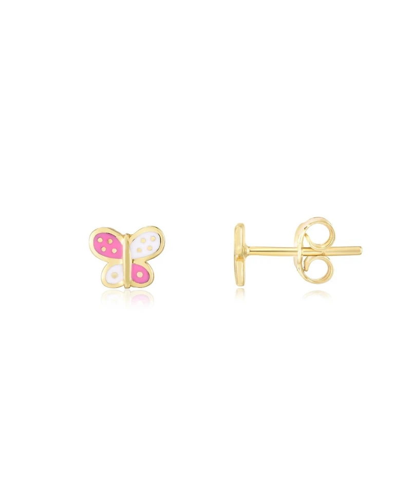 The Lovery Butterfly Enamel Stud Earrings 14K Gold