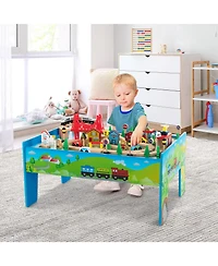 80-Piece Wooden Train Set and Table