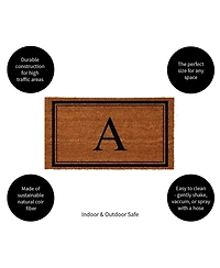 Evergreen Monogram Indoor Outdoor 100% Natural Coir Doormat 28" x 16" | Letter "A"