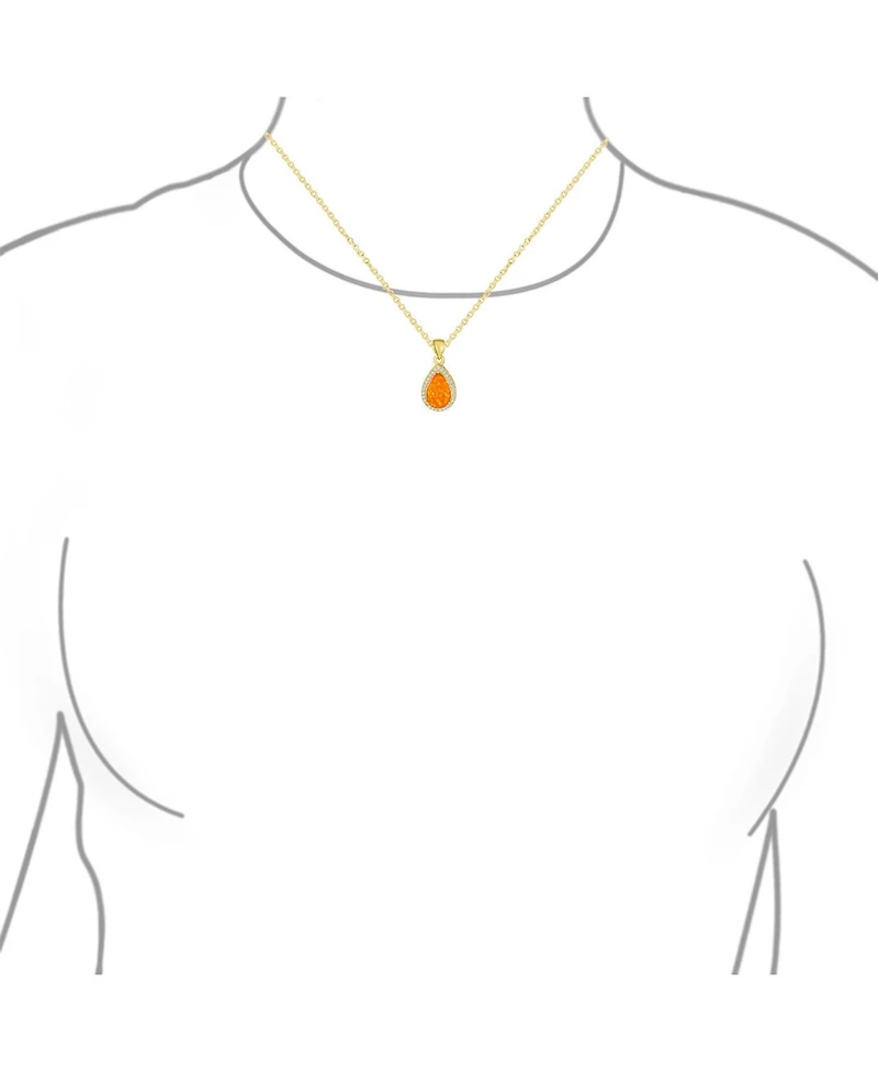 Bling Jewelry Necklace with Cz Accent and Opal Teardrop Pendant in Sterling Silver