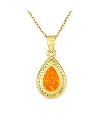 Bling Jewelry Necklace with Cz Accent and Opal Teardrop Pendant in Sterling Silver